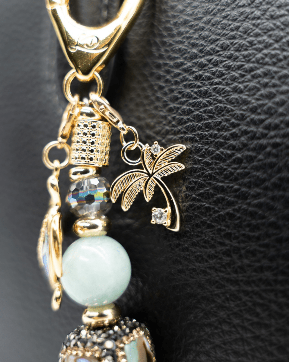 Micro Pavé Rhinestone 18KT Gold-Plated Palm Tree Charm