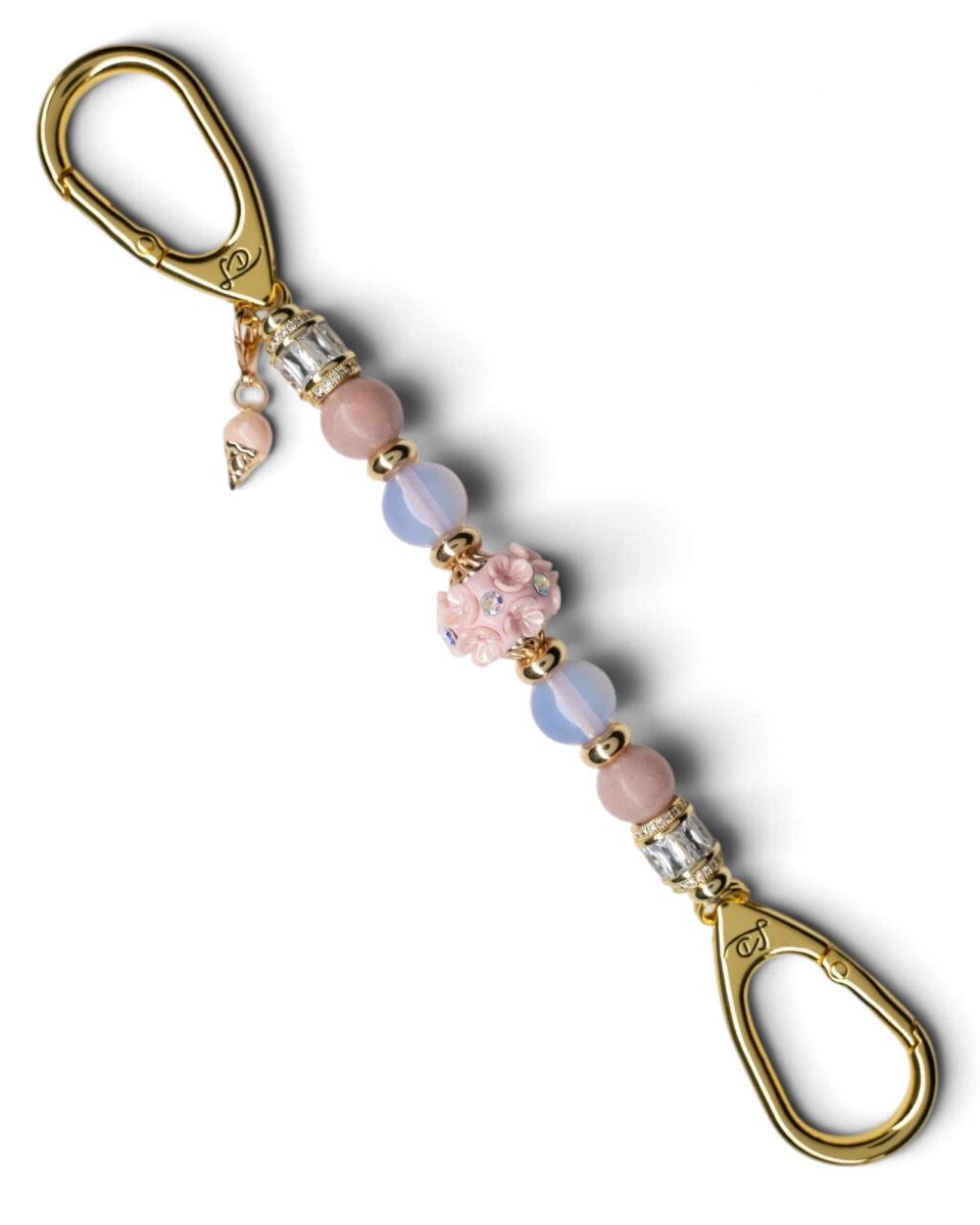 LD Keyfinder Petite Blush Sorbetto featuring pink opal, iridescent opalite, floral artisan bead, and gold ice cream charm