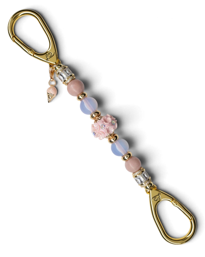 LD Keyfinder Petite Blush Sorbetto featuring pink opal, iridescent opalite, floral artisan bead, and gold ice cream charm