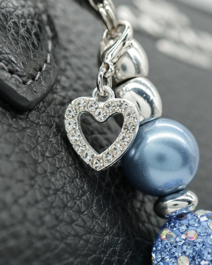 Silver plated rhinestone heart charm